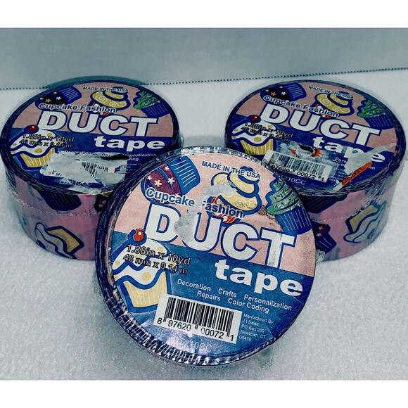 Lot of 3 Duct Tape Cupcake Fashion 1.88" x 10 Yds Crafts Repairs Decorate NOS - Picture 1 of 7